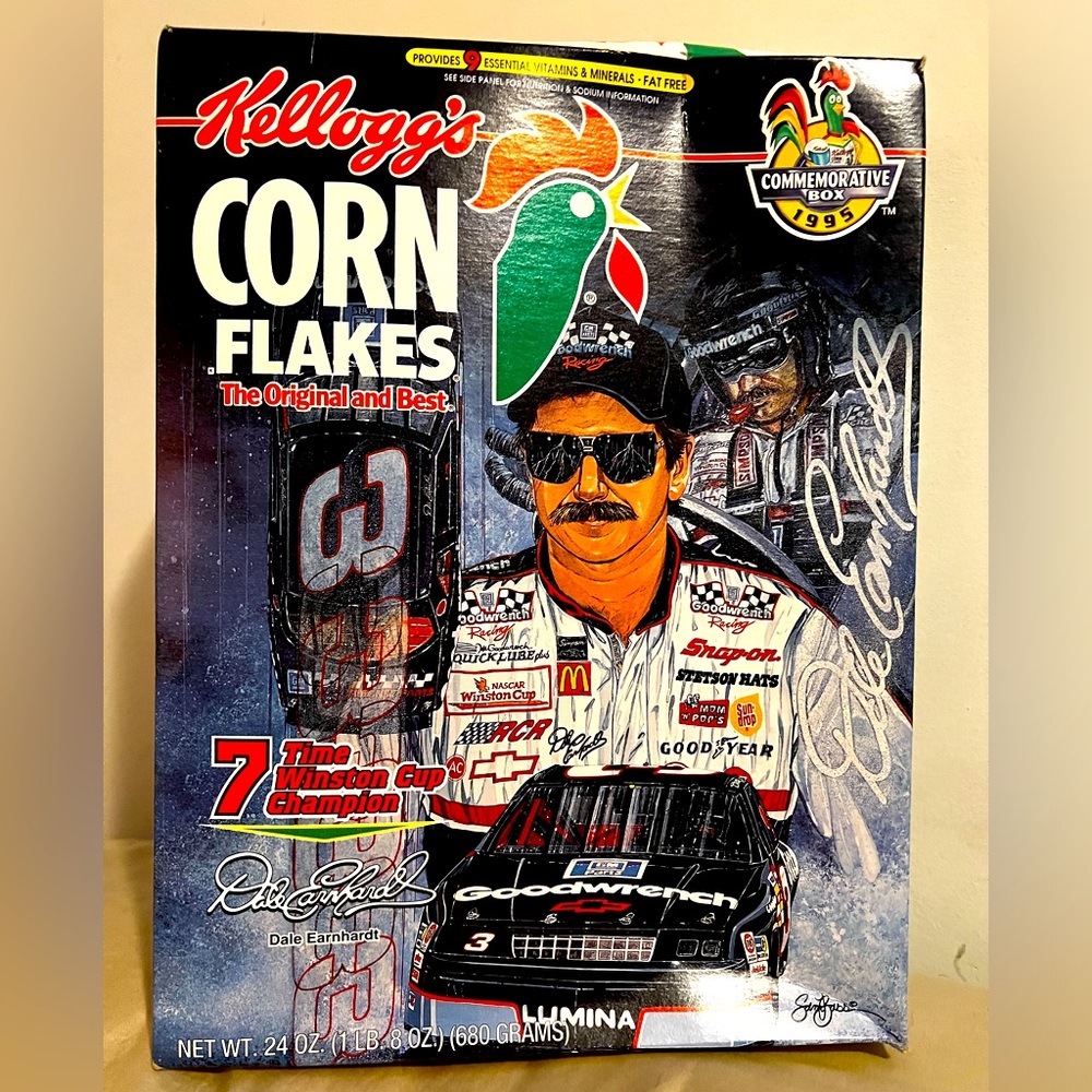 Dale Earnhardt Sr. 1995 KELLOGGS CORN FLAKES UNOPENED CEREAL BOX FULL SEALED